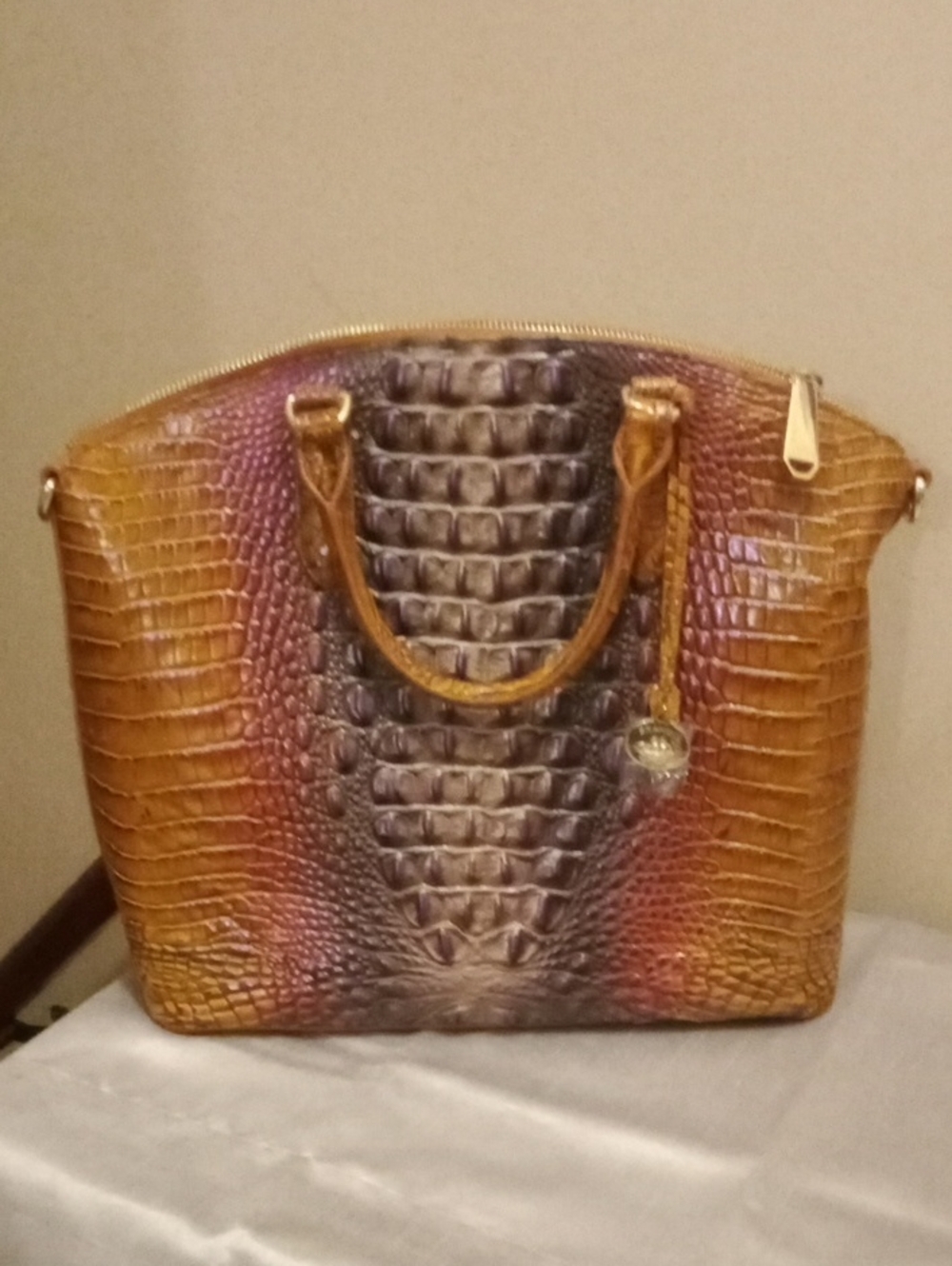 Brahmin large Leather Duxbury Satchel.crown Ombre.14.2 W 12h D5
